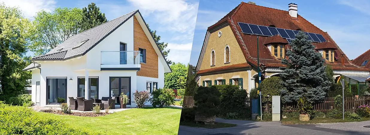 Bestandsimmobilie und Neubau im Vergleich