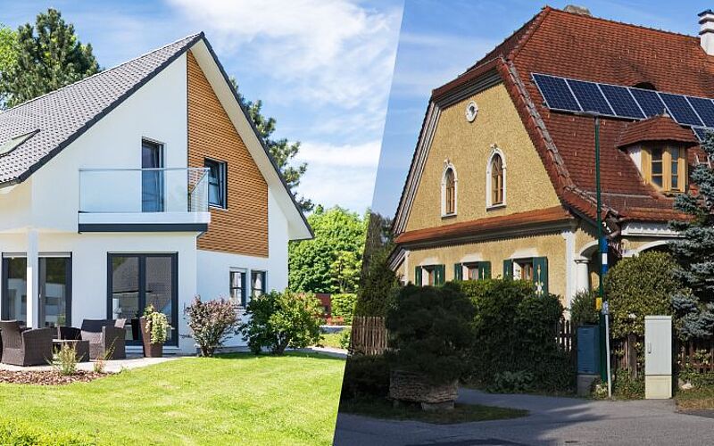 Bestandsimmobilie und Neubau im Vergleich