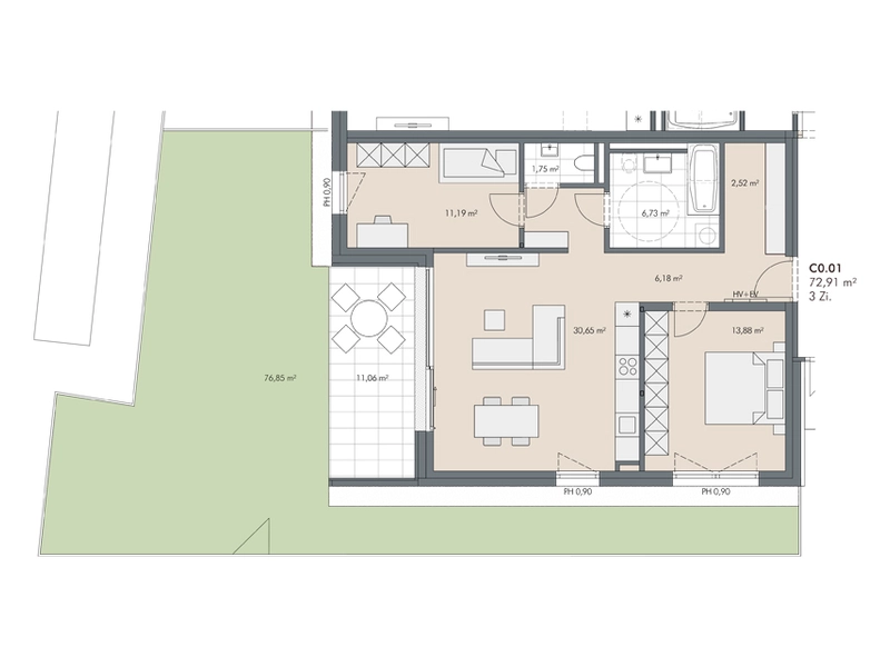 Elbogen Höfe: 3-Zimmer Gartenwohnung zum Wohlfühlen