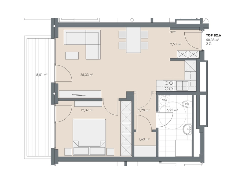 2-Zimmer Wohnung inkl. Küche