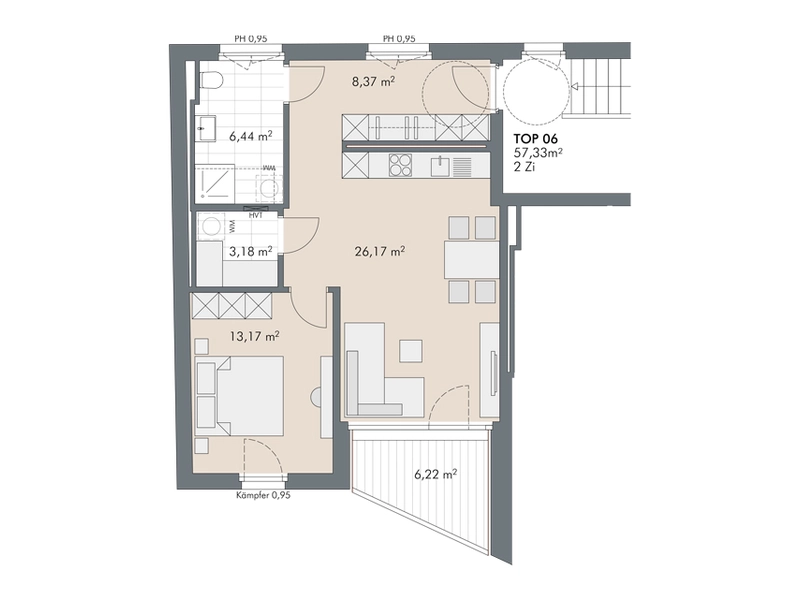 Perfekt geschnittene 2-Zimmer Wohnung in Top-Lage