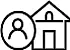 Symbol eines Hauses mit einem danebenliegenden Kreis, in dem ein Benutzer-Icon dargestellt ist – steht sinnbildlich für den Eigentümer oder Nutzer einer Immobilie.