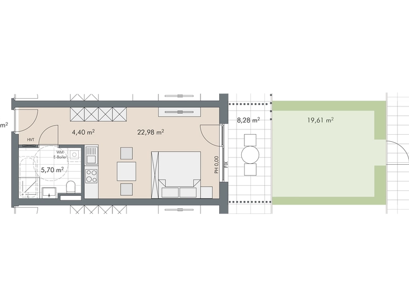 1-Zimmer Gartenwohnung für Anleger und Eigennutzer (Top C1.03)