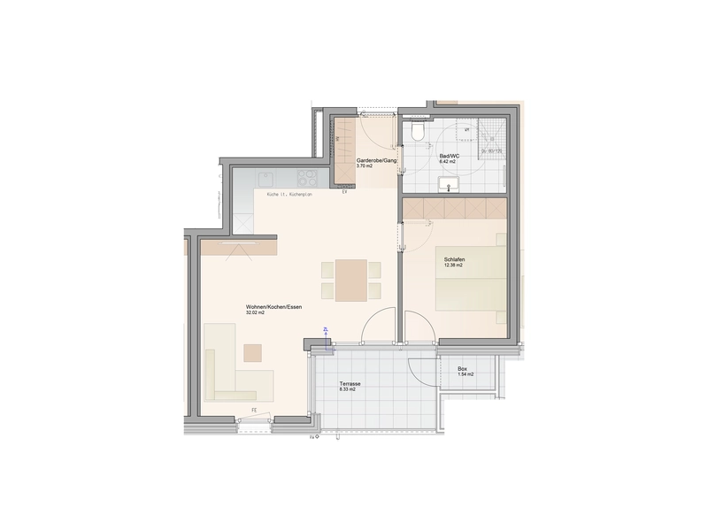 2-Zimmer Terrassenwohnung mit schöner Raumaufteilung & Wohnbauförderung (Top A5)