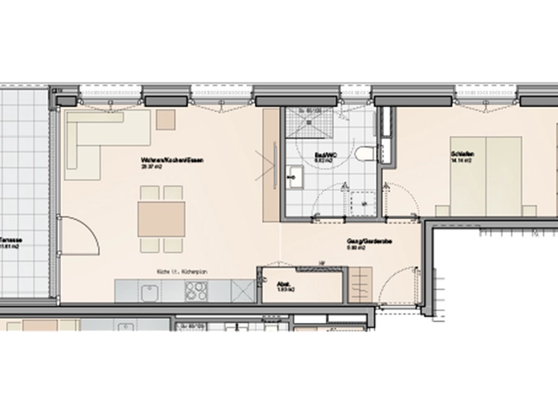 Größere 2-Zimmer Terrassenwohnung mit hoher Wohnbauförderung (Top A09)