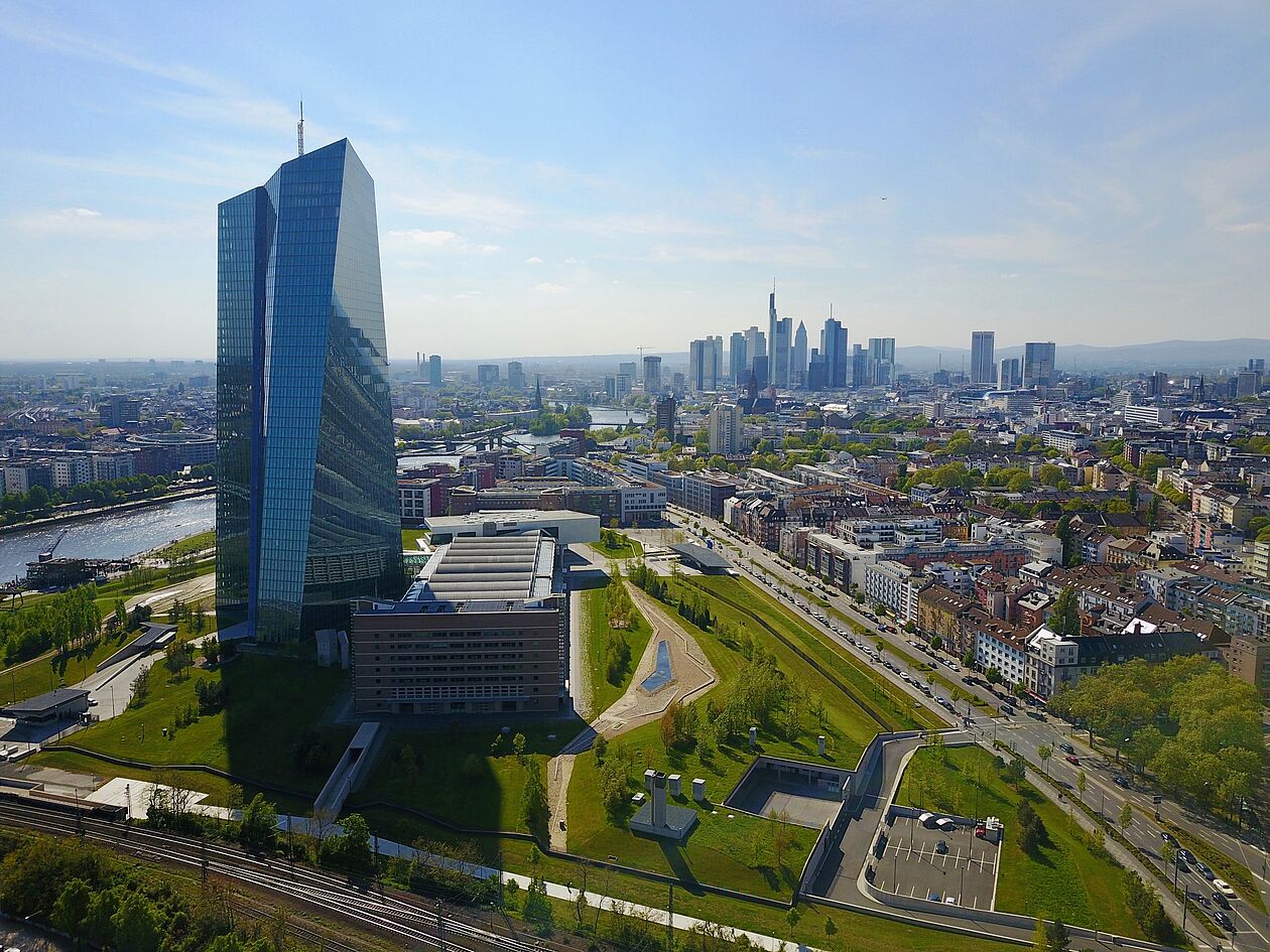 ezb tower in frankfurt am main