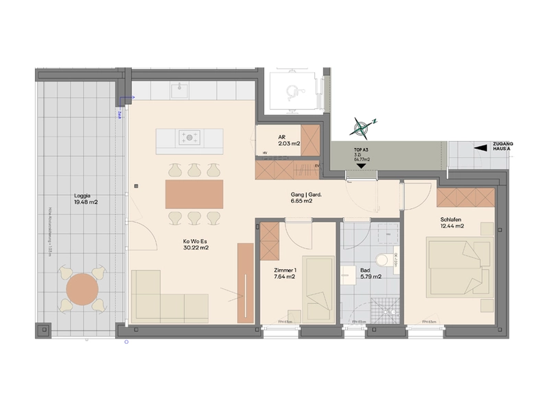 Atemberaubend Wohnen: 3-Zimmer Wohnung mit Aussichtsterrasse und Wohnbauförderung (Top A3) 