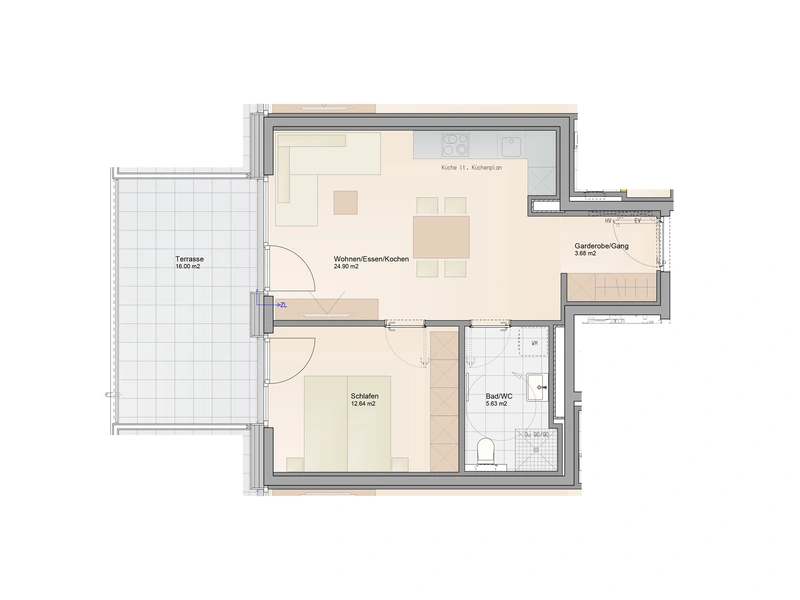2-Zimmer Wohnung mit großer Terrasse und Wohnbauförderung (Top A04)