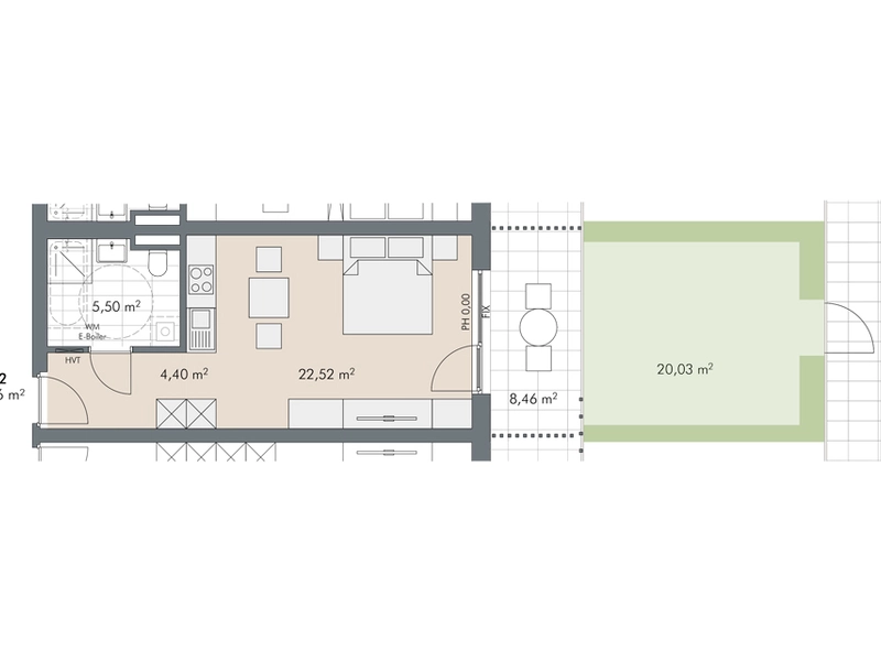1-Zimmer Gartenwohnung für Anleger und Eigennutzer (Top C1.02)