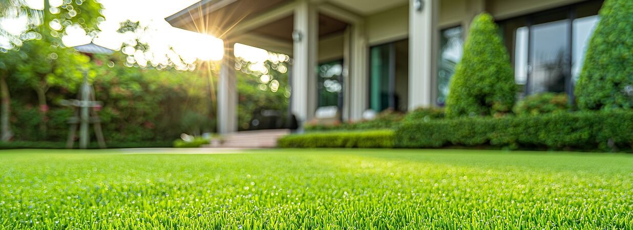 Modernes Einfamilienhaus mit gepflegtem Garten.
