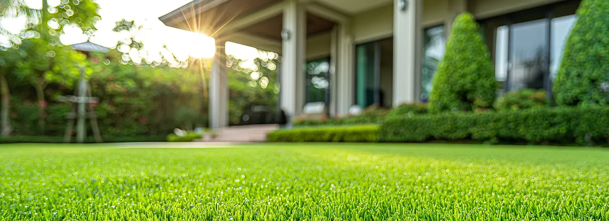 Modernes Einfamilienhaus mit gepflegtem Garten.
