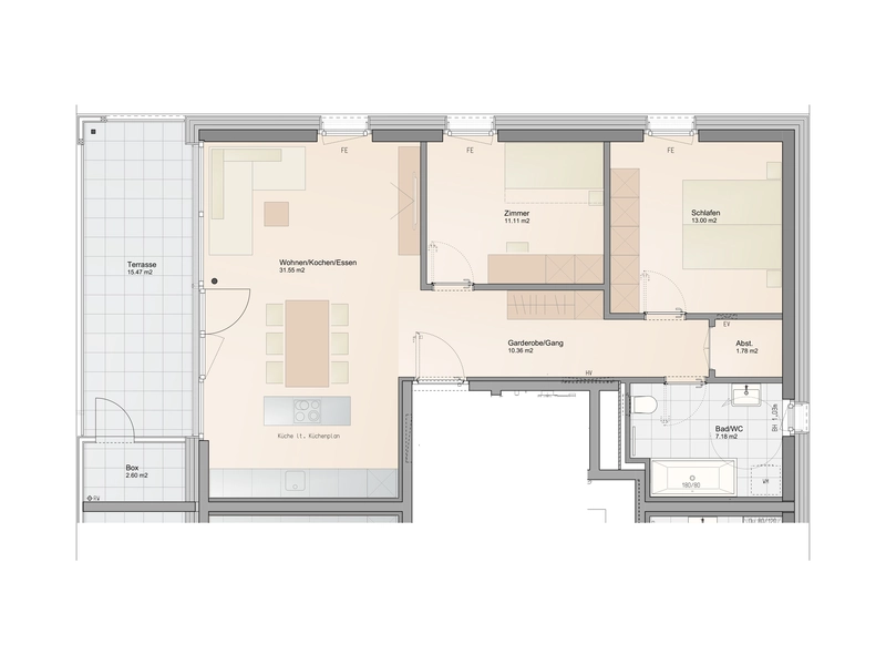 Optimal aufgeteilte 3-Zimmer Terrassenwohnung mit hoher Wohnbauförderung (Top B5)