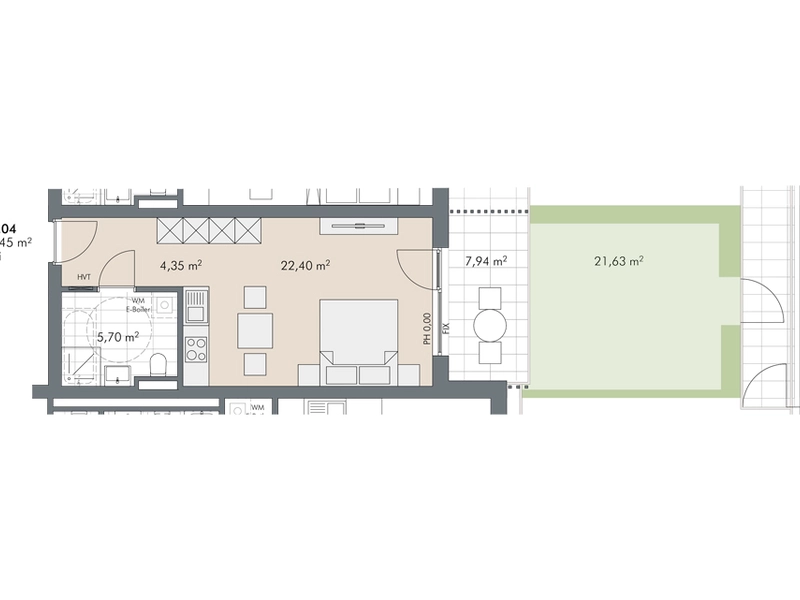 1-Zimmer Gartenwohnung für Anleger und Eigennutzer (Top C1.04)