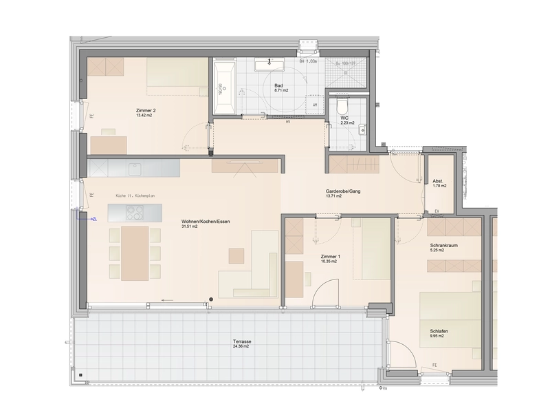 Großzügige 4-Zimmer Wohnung mit sonniger Terrasse (Top A9)