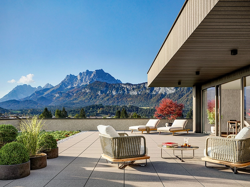 Unverbaubarer Blick auf den Wilden Kaiser (3-Zimmer Wohnung)