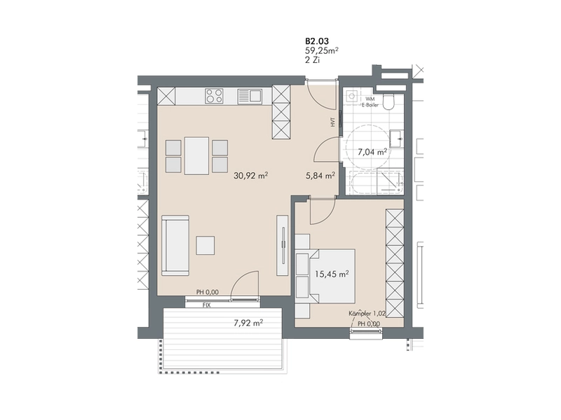 Attraktive 2-Zimmer Wohnung mit Balkon (Top B2.03)