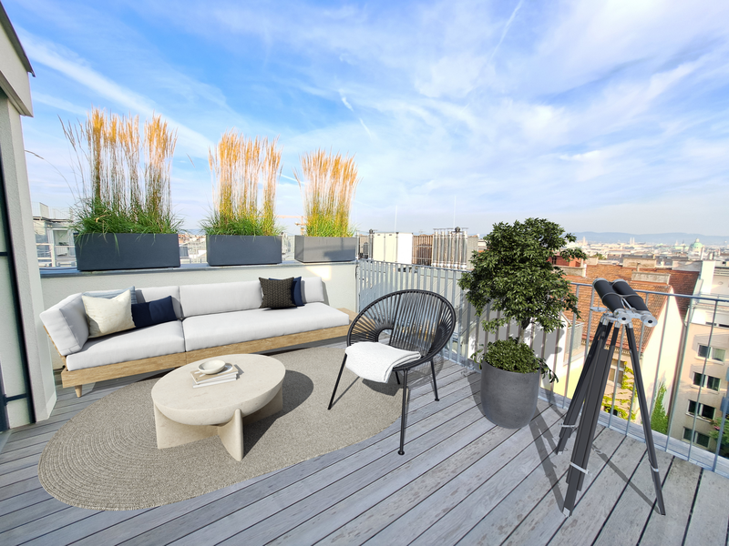 Stilvolle Maisonettewohnung mit Kamin und Dachterrassen im 4. Bezirk