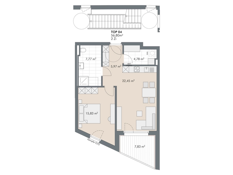 2-Zimmer Neubauwohnung im Stadtkern von Schwaz