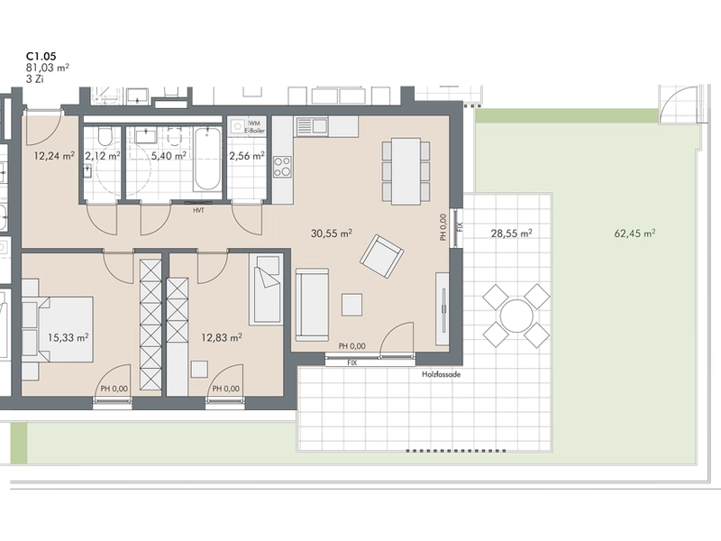 Traumhafte sonnige 3-Zimmer Gartenwohnung (Top C1.05)