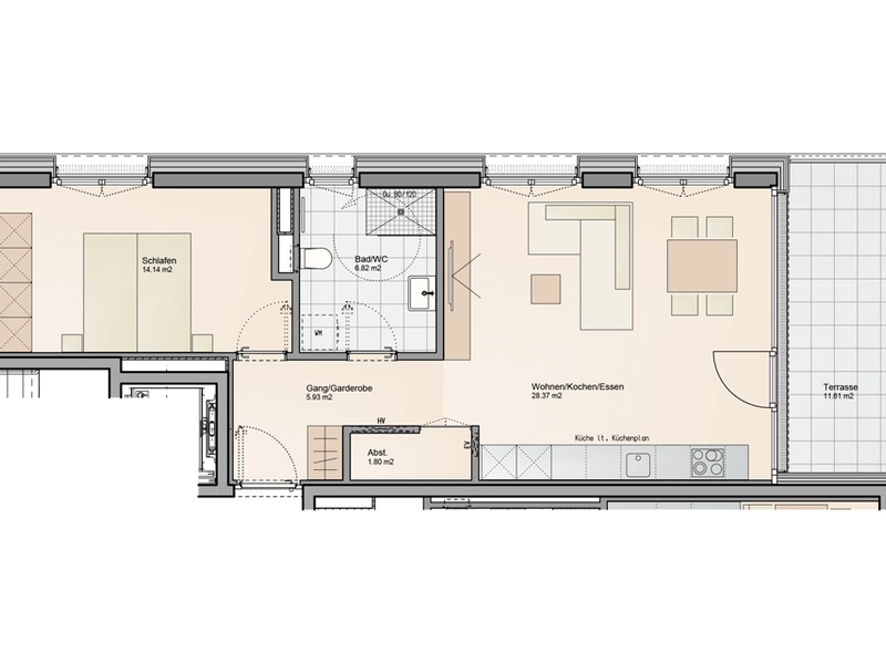 Größere 2-Zimmer Dachgeschosswohnung (Top B08)
