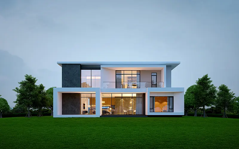Modernes Einfamilienhaus als Beispiel für ein Haus in einem Musterhauspark