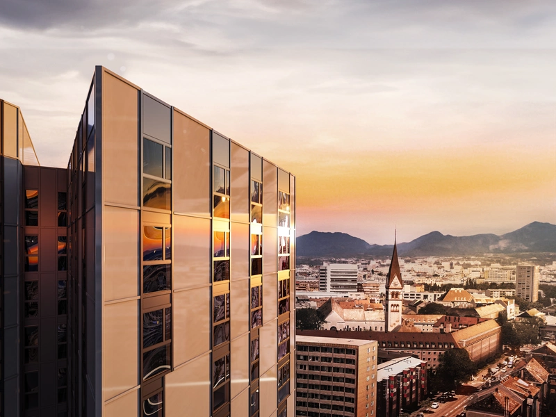 Top-2-Zimmer-Wohnung im High Five Tower – Mit Loggia, Einbauküche und hervorragender Verkehrsanbindung!